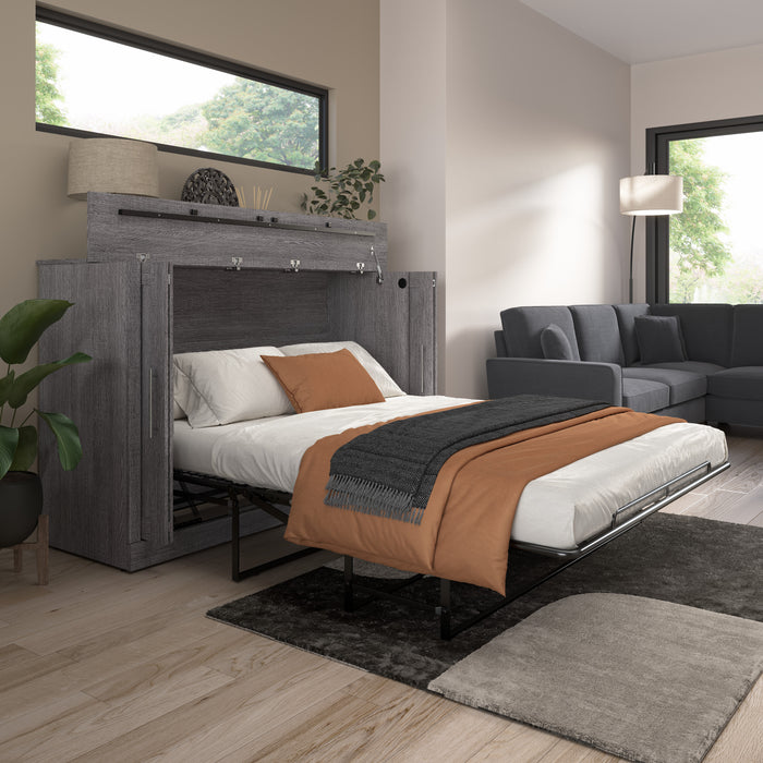 Armoire-grand lit Pur de Bestar de 75 po (L) avec matelas - gris écorce