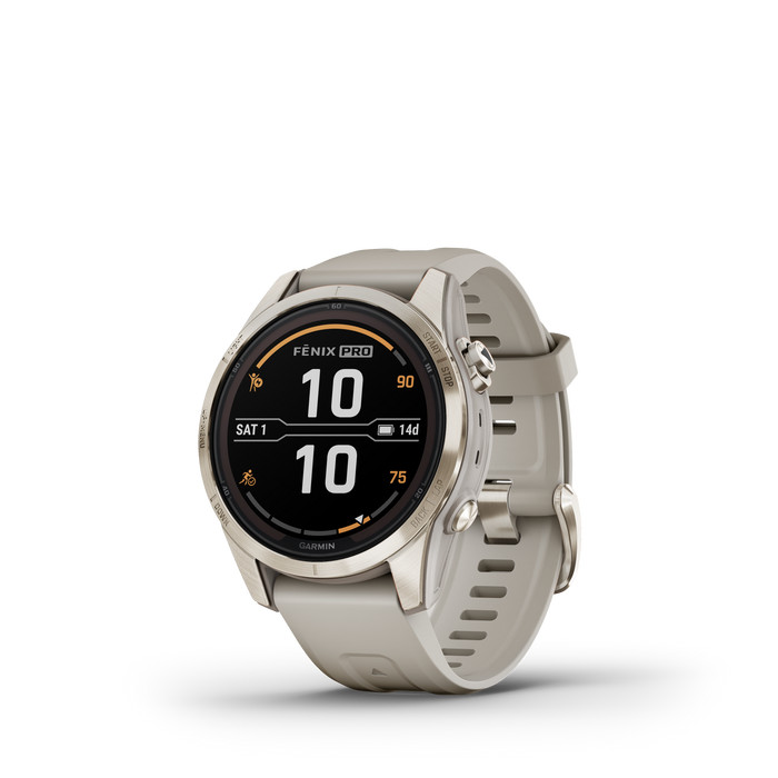 Garmin Fenix® 7s Pro Montre Gps Intelligente - Suivi De La Sante Avec Chargement Solaire, 42 Mm - Or Doux