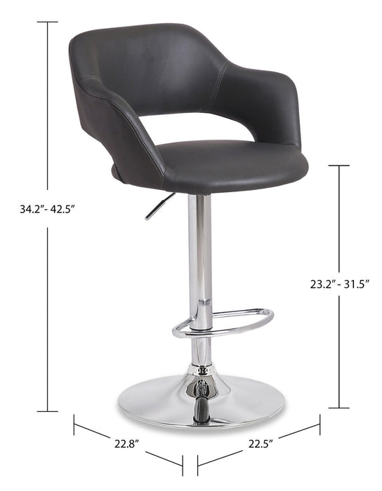 Tabouret 23-31.5 po bar Finn en tissu de cuir végétalien et en métal avec siège pivotant et réglable - gris
