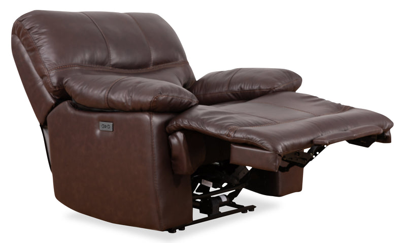 Fauteuil à inclinaison électrique Franco de 42,5 po en cuir véritable avec position zéro gravité et port USB - brun