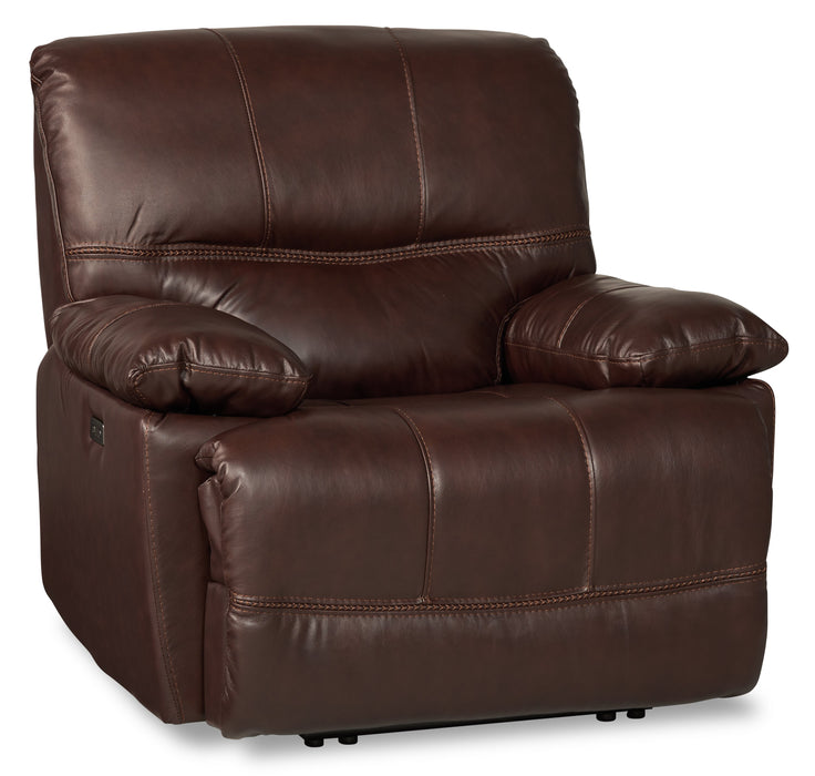 Fauteuil à inclinaison électrique Franco de 42,5 po en cuir véritable avec position zéro gravité et port USB - brun