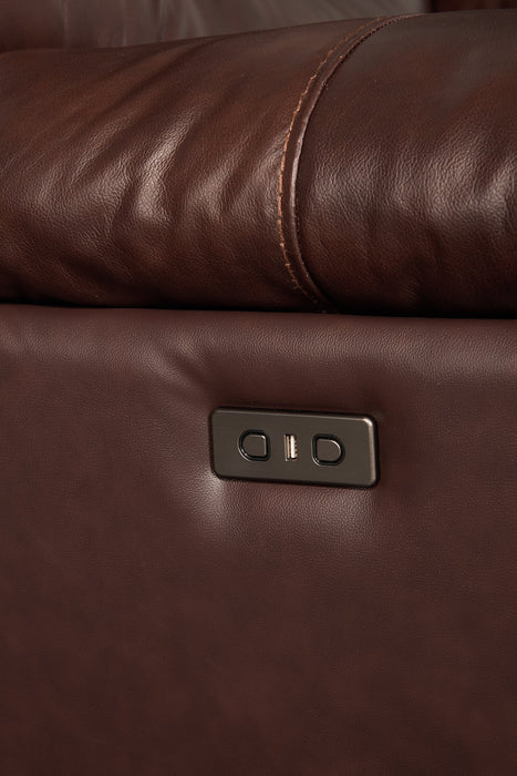 Fauteuil à inclinaison électrique Franco de 42,5 po en cuir véritable avec position zéro gravité et port USB - brun