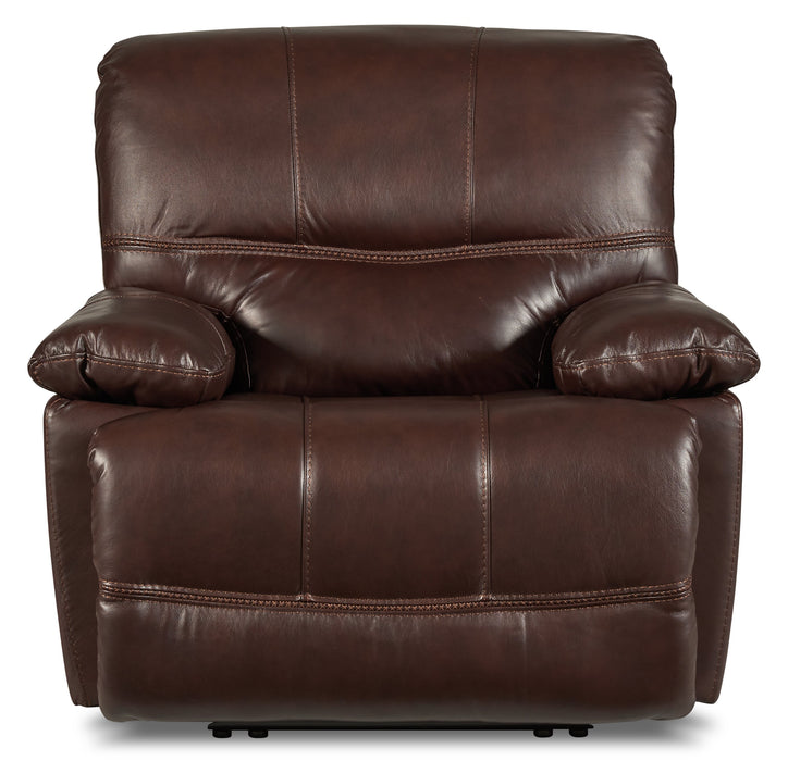 Fauteuil à inclinaison électrique Franco de 42,5 po en cuir véritable avec position zéro gravité et port USB - brun