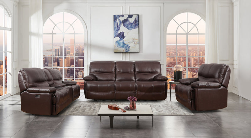 Fauteuil à inclinaison électrique Franco de 42,5 po en cuir véritable avec position zéro gravité et port USB - brun