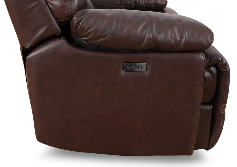 Fauteuil à inclinaison électrique Franco de 42,5 po en cuir véritable avec position zéro gravité et port USB - brun
