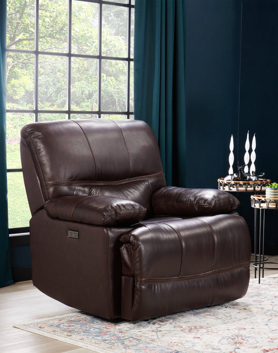 Fauteuil à inclinaison électrique Franco de 42,5 po en cuir véritable avec position zéro gravité et port USB - brun
