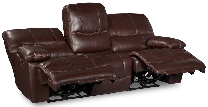 Sofa à inclinaison électrique Franco de 89 po en cuir véritable avec position zéro gravité et ports USB - brun