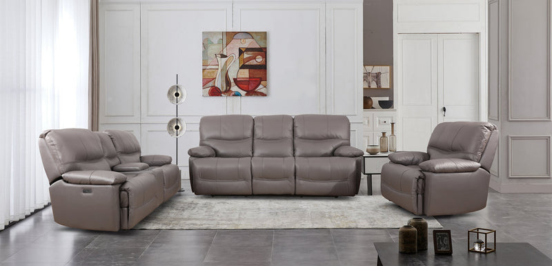Sofa à inclinaison électrique Franco de 89 po en cuir véritable avec position zéro gravité et ports USB - gris