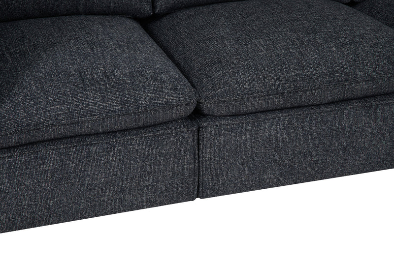 Sofa sectionnel modulaire Fusion 4 pièces en tissu de chenille gris anthracite avec coussins et pouf en duvet et plumes