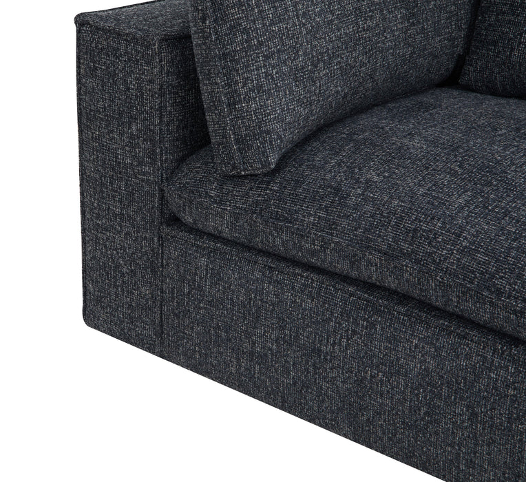 Sofa sectionnel modulaire Fusion 4 pièces en tissu de chenille gris anthracite avec coussins et pouf en duvet et plumes