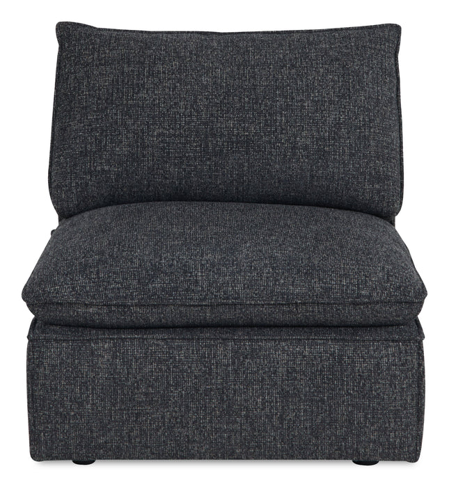 Sofa sectionnel modulaire Fusion 4 pièces en tissu de chenille gris anthracite avec coussins et pouf en duvet et plumes