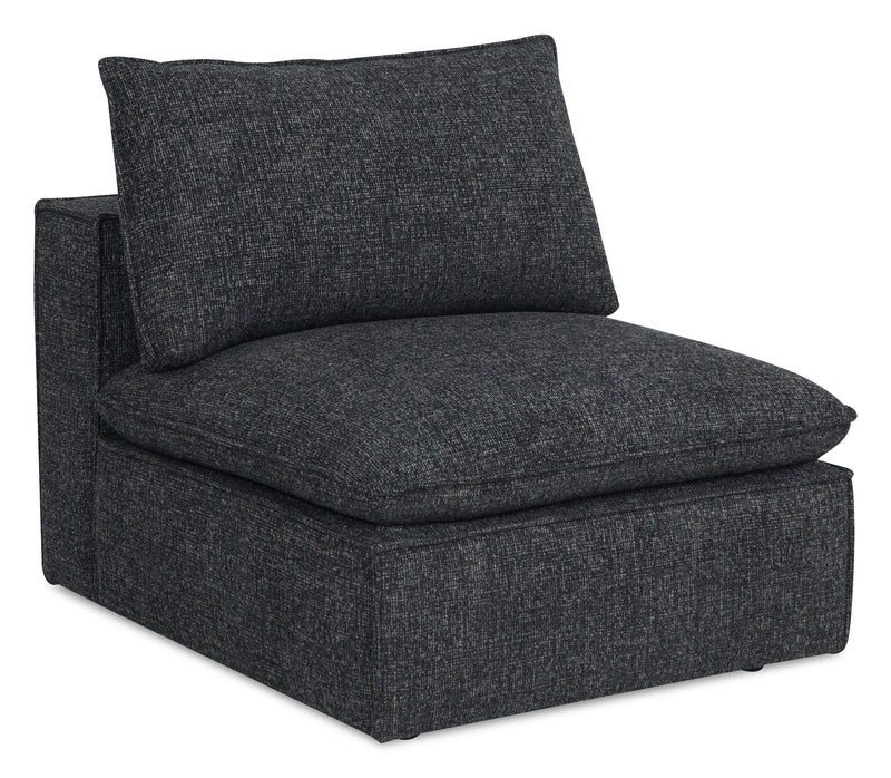 Sofa sectionnel modulaire Fusion 4 pièces en tissu de chenille gris anthracite avec coussins et pouf en duvet et plumes