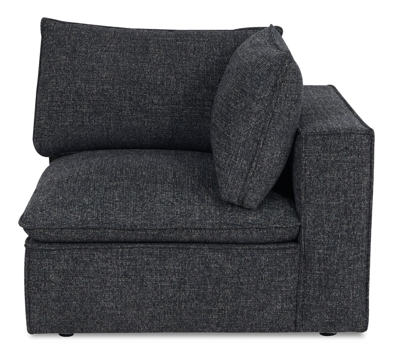 Sofa sectionnel modulaire Fusion 4 pièces en tissu de chenille gris anthracite avec coussins et pouf en duvet et plumes