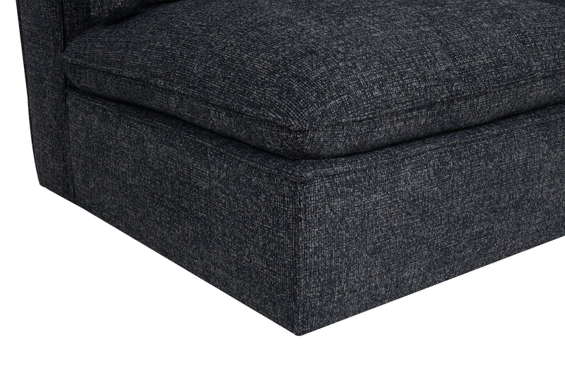 Sofa sectionnel modulaire Fusion 4 pièces en tissu de chenille gris anthracite avec coussins et pouf en duvet et plumes