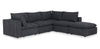 Sofa sectionnel modulaire Fusion 5 pièces en tissu de chenille gris anthracite avec coussins et pouf en duvet et plumes