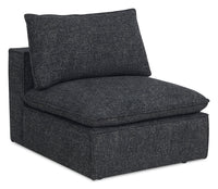  Fauteuil modulaire sans accoudoirs Fusion de 33,46 po en tissu de chenille gris anthracite avec coussin amovible en duvet et plumes