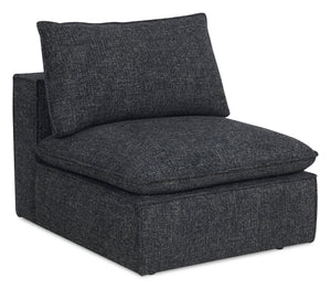 Fauteuil modulaire sans accoudoirs Fusion de 33,46 po en tissu de chenille gris anthracite avec coussin amovible en duvet et plumes