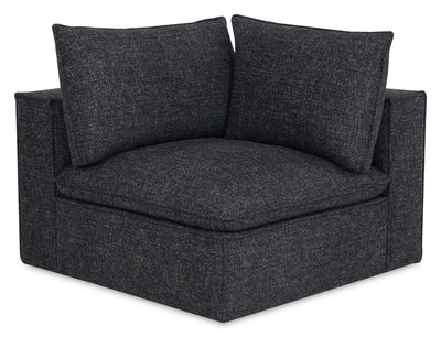 Fusion Modular 41.73" Charcoal Grey Chenille Fabric Corner Chair with Removable Back Feather Down Cushions | Fauteuil modulaire en coin Fusion de 41,73 po en tissu de chenille gris anthracite avec coussin de dossier amovible en duvet et plumes