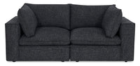  Causeuse modulaire Fusion de 83,46 po en tissu de chenille gris anthracite avec coussins de dossier amovibles en duvet et plumes