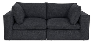 Causeuse modulaire Fusion de 83,46 po en tissu de chenille gris anthracite avec coussins de dossier amovibles en duvet et plumes 