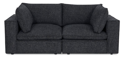 Fusion Modular 83.46" Charcoal Grey Chenille Fabric Loveseat with Removable Feather Down Back Cushions  | Causeuse modulaire Fusion de 83,46 po en tissu de chenille gris anthracite avec coussins de dossier amovibles en duvet et plumes