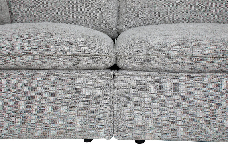 Sofa sectionnel modulaire Fusion 6 pièces en tissu de chenille gris argenté avec coussins de dossier amovibles en duvet et plumes