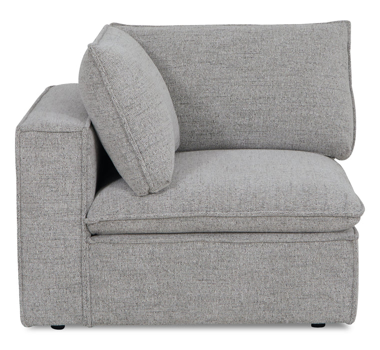 Sofa sectionnel modulaire Fusion 6 pièces en tissu de chenille gris argenté avec coussins de dossier amovibles en duvet et plumes
