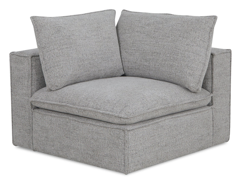 Sofa sectionnel modulaire Fusion 6 pièces en tissu de chenille gris argenté avec coussins de dossier amovibles en duvet et plumes
