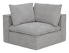 Fauteuil modulaire en coin Fusion de 41,73 po en tissu de chenille gris argenté avec coussin de dossier amovible en duvet et plumes