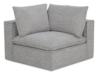  Fauteuil modulaire en coin Fusion de 41,73 po en tissu de chenille gris argenté avec coussin de dossier amovible en duvet et plumes