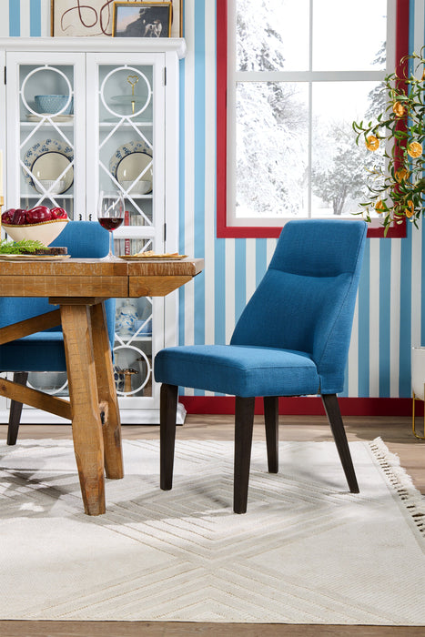 Chaise de salle à manger Gabi en tissu d’apparence lin - bleue