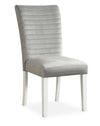 ["Chaise de salle à manger Garbo en tissu de velours et en bois - grise"]