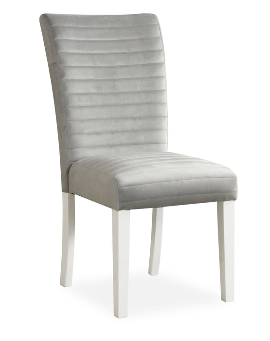 Chaise de salle à manger Garbo en tissu de velours et en bois - grise