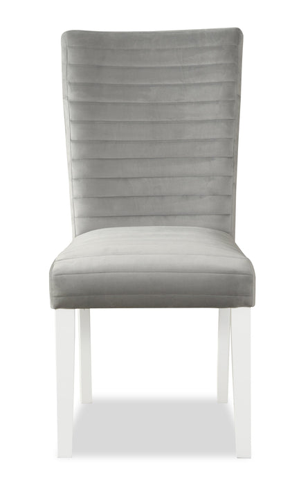 Chaise de salle à manger Garbo en tissu de velours et en bois - grise