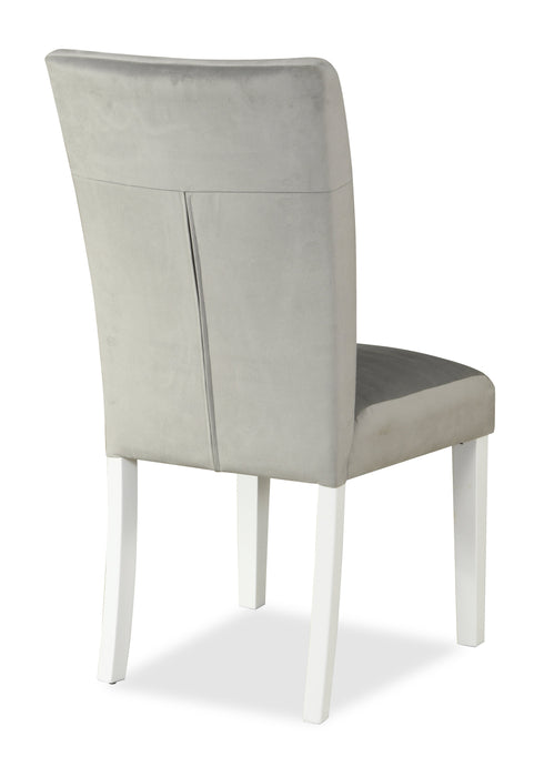 Chaise de salle à manger Garbo en tissu de velours et en bois - grise