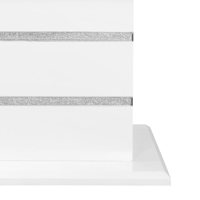 Ensemble de salle à manger somptueux Garbo 7 pièces avec table de 78,75 po (L), incrustation de verre, base piédestal et 4 chaises - blanc