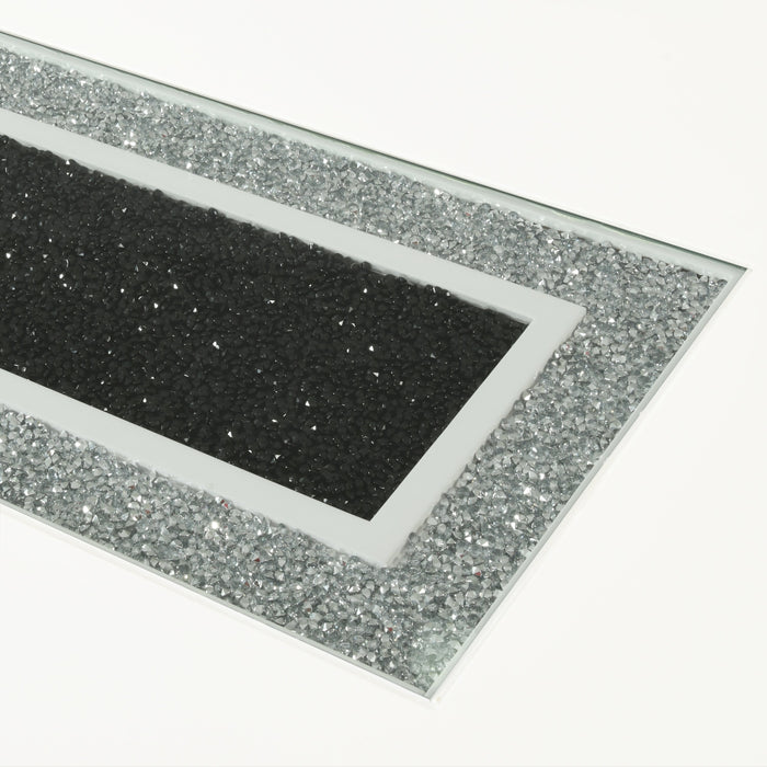 Ensemble de salle à manger somptueux Garbo 7 pièces avec table de 78,75 po (L), incrustation de verre, base piédestal et 4 chaises - blanc