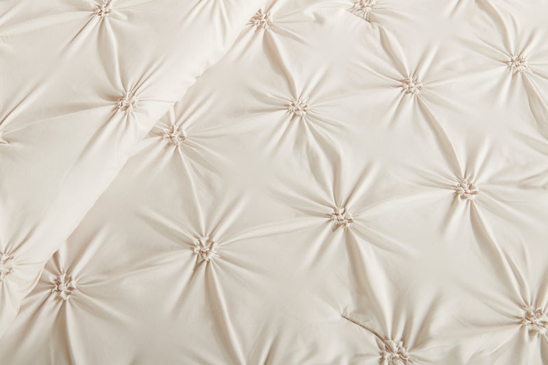 Ensemble d'édredon Gardenia Wynd 3 pièces écru pour lit double ou grand lit