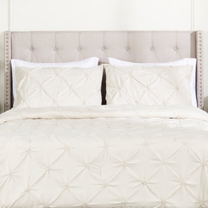 Ensemble d'édredon Gardenia Wynd 3 pièces écru pour lit double ou grand lit