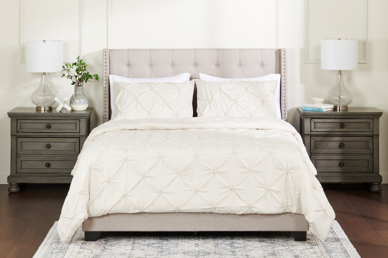 Ensemble d'édredon Gardenia Wynd 3 pièces écru pour lit double ou grand lit