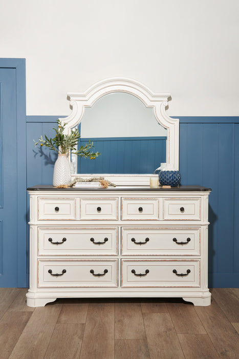 Miroir de commode de chambre à coucher Grace - blanc antique