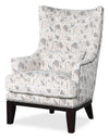 Fauteuil d’appoint Haden de 30 po en tissu de chenille avec base en bois et bordure de clous décoratifs - lin Angelou multicolore