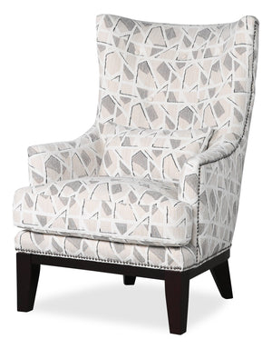 Fauteuil d’appoint Haden de 30 po en tissu de chenille avec base en bois et bordure de clous décoratifs - lin Angelou multicolore