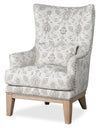 Fauteuil d’appoint Haden de 30 po en tissu de chenille avec base en bois et bordure de clous décoratifs - menthe Limbu multicolore