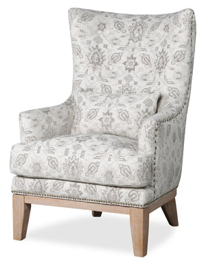 Fauteuil d’appoint Haden de 30 po en tissu de chenille avec base en bois et bordure de clous décoratifs - menthe Limbu multicolore