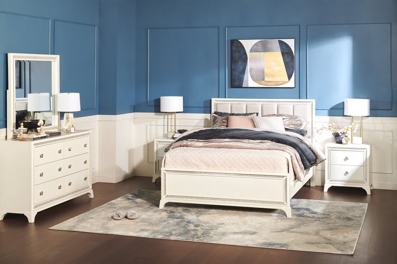 Miroir de commode de chambre à coucher somptueux Halo avec éclairage à DEL - blanc