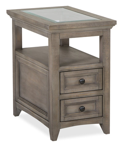 Hanson 15” Traditional Pine Chairside Table with Storage - Dovetail Grey | Table de fauteuil traditionnelle Hanson de 15 po en pin - gris tourterelle