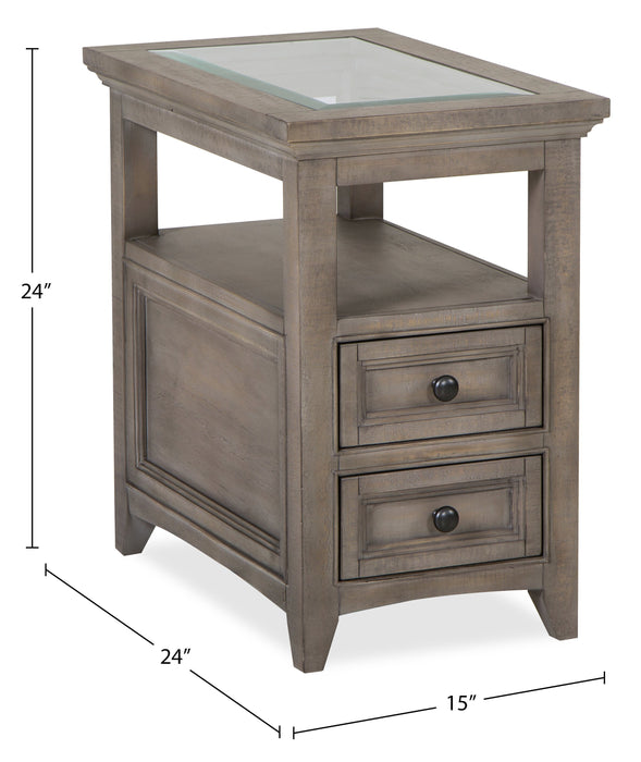 Table de fauteuil traditionnelle Hanson de 15 po en pin - gris tourterelle