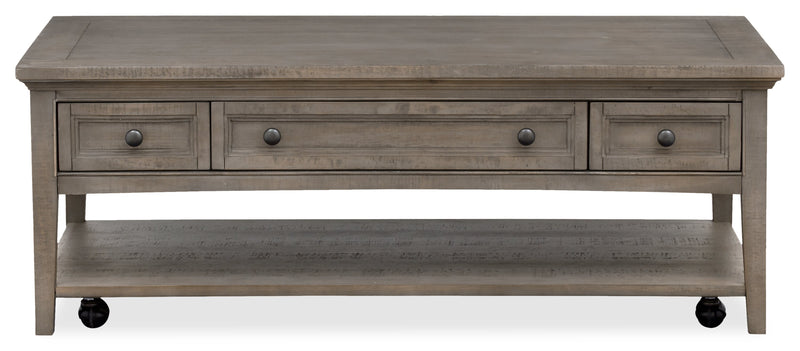 Table à café traditionnelle Hanson de 50 po en pin - gris tourterelle