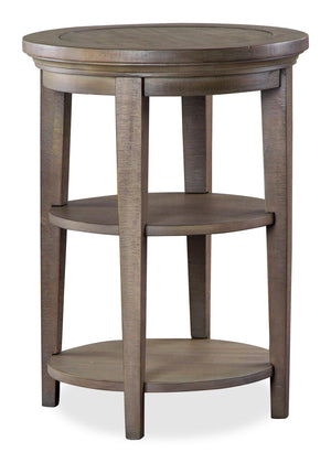 Table de bout ronde traditionnelle Hanson de 18 po en pin - gris tourterelle